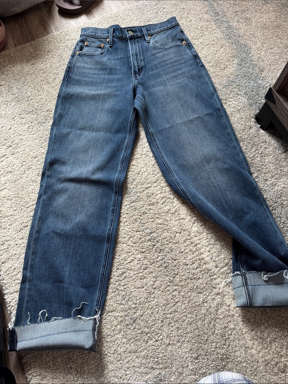 Lucky Brand Dark Blue Boyfriend Jeans with Rolled Cuffs